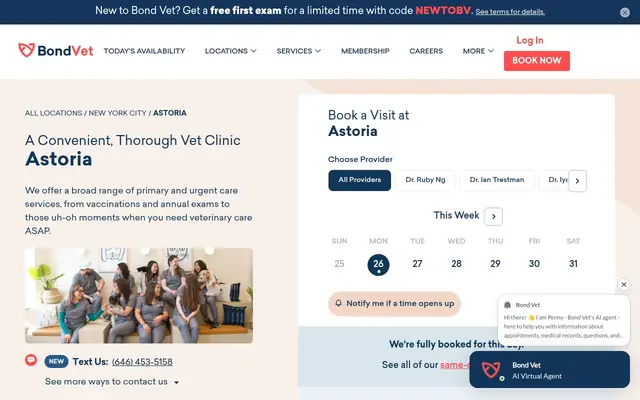 Homepage of Bond Vet - Astoria – cat vet in Queens, NY
