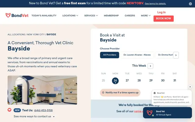 Homepage of Bond Vet - Bayside – cat vet in Queens, NY