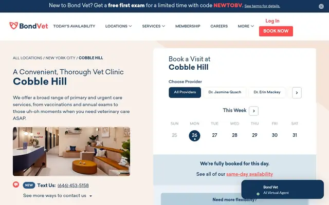 Homepage of Bond Vet - Cobble Hill – cat vet in Brooklyn, NY