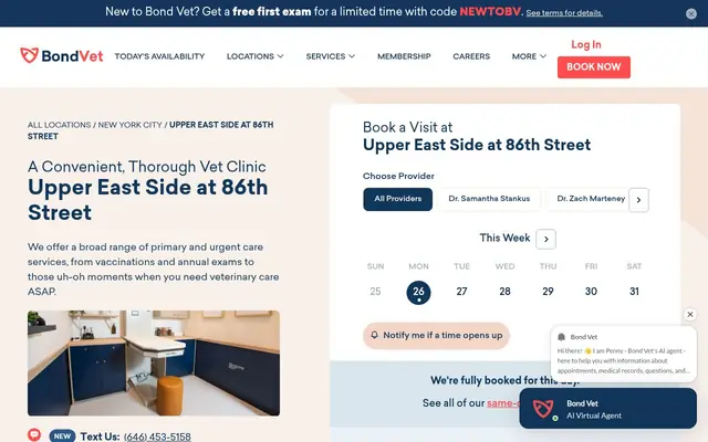 Homepage of Bond Vet - Upper East Side at 86th Street – cat vet in New York, NY