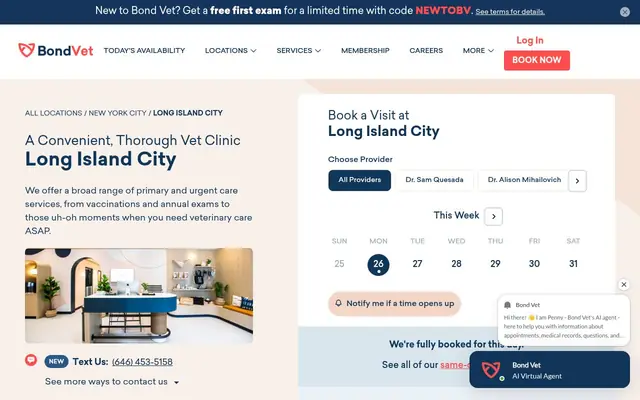 Homepage of Bond Vet - Long Island City – cat vet in Queens, NY