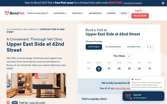 Homepage of Bond Vet - Upper East Side at 62nd Street – cat vet in New York, NY