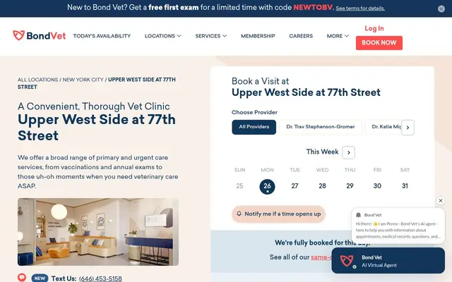 Homepage of Bond Vet - Upper West Side at 77th Street – cat vet in New York, NY