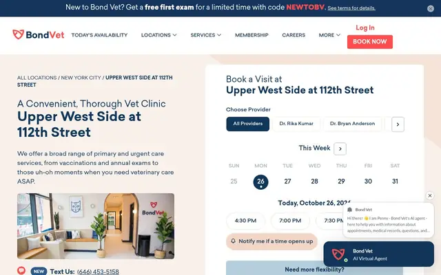 Homepage of Bond Vet - Upper West Side at 112th Street – cat vet in New York, NY