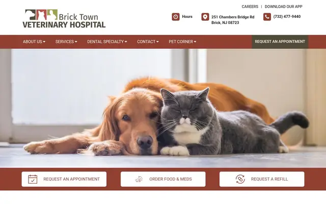 Homepage of Brick Town Veterinary Hospital – cat vet in Brick Township, NJ