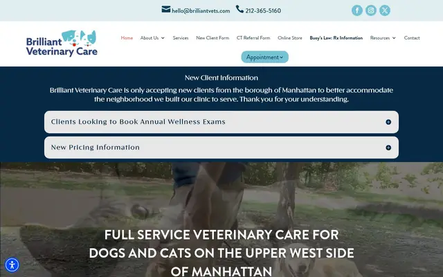 Homepage of Brilliant Veterinary Care – cat vet in New York, NY