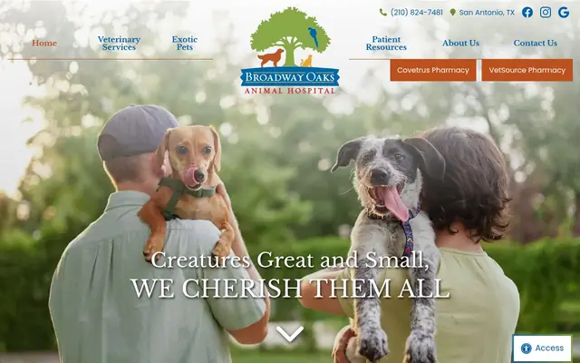 Homepage of Broadway Oaks Animal Hospital – cat vet in San Antonio, TX