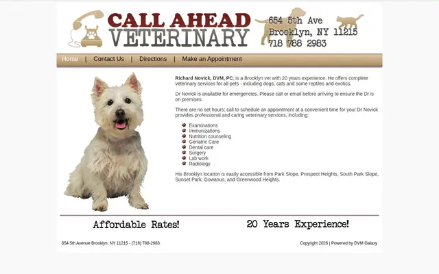 Homepage of Call Ahead Veterinary – cat vet in Brooklyn, NY