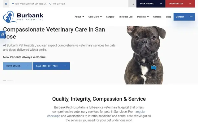 Homepage of Burbank Pet Hospital – cat vet in San Jose, CA