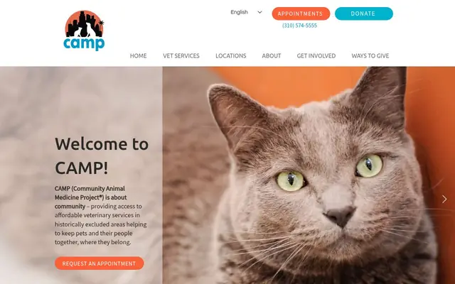 Homepage of CAMP Clinic Los Angeles – cat vet in Los Angeles, CA