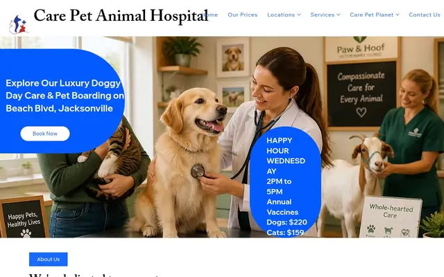 Homepage of Care Pet Animal Hospital – cat vet in Jacksonville, FL
