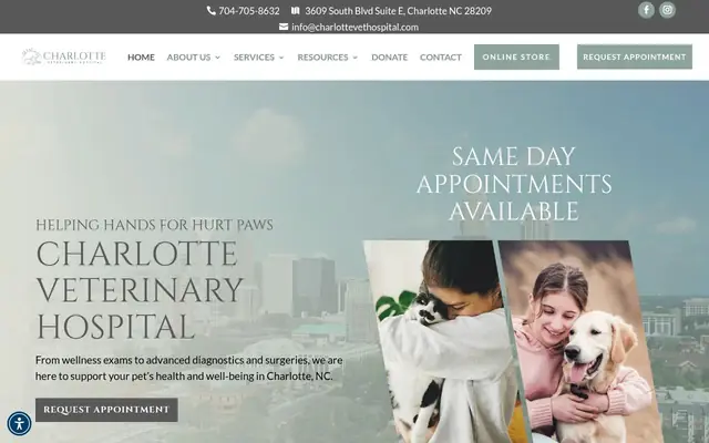 Homepage of Charlotte Veterinary Hospital – cat vet in Charlotte, NC
