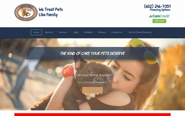 Homepage of Christown Animal Hospital – cat vet in Phoenix, AZ