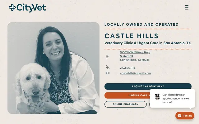 Homepage of CityVet | Castle Hills Veterinary Clinic & Urgent Care – cat vet in San Antonio, TX