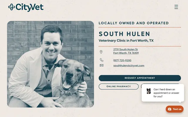 Homepage of CityVet | South Hulen – cat vet in Fort Worth, TX