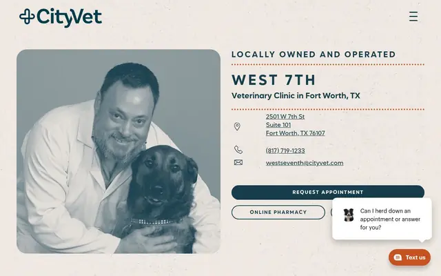Homepage of CityVet | West 7th – cat vet in Fort Worth, TX