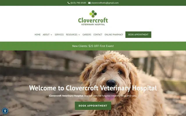 Homepage of Clovercroft Veterinary Hospital – cat vet in Franklin, TN