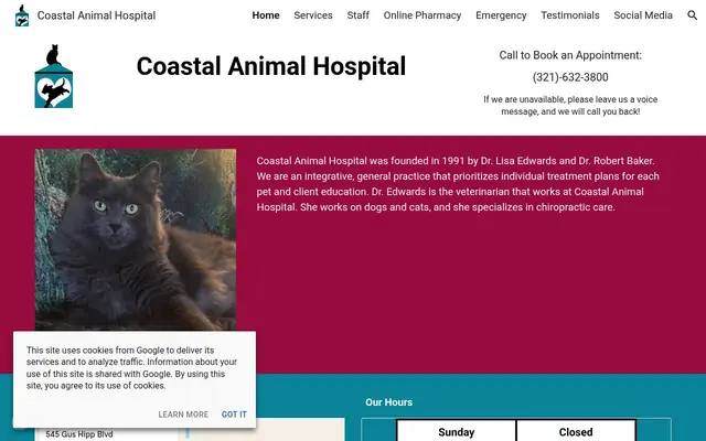 Homepage of Coastal Animal Hospital – cat vet in Rockledge, FL
