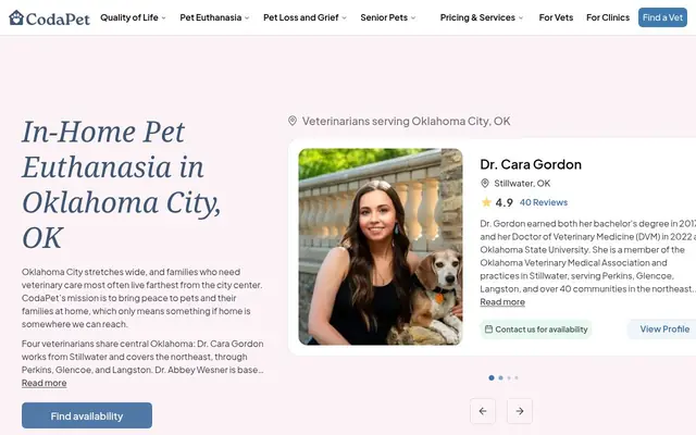 Homepage of CodaPet - At Home Pet Euthanasia of Oklahoma City – cat vet in Oklahoma City, OK