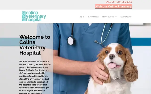 Homepage of Colina Veterinary Hospital – cat vet in San Diego, CA