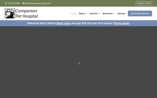 Homepage of Companion Pet Hospital – cat vet in Philadelphia, PA