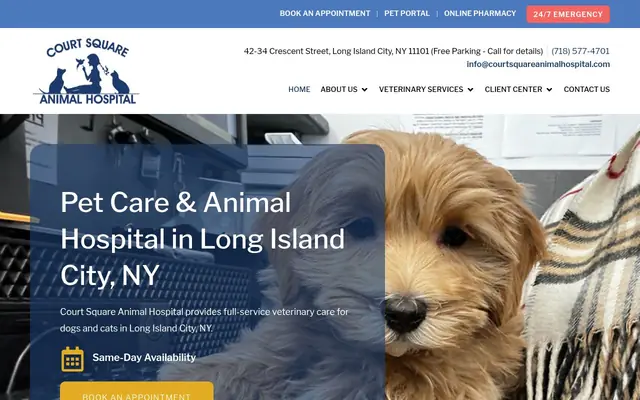Homepage of Court Square Animal Hospital – cat vet in Long Island City, NY
