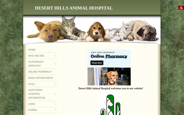 Homepage of Desert Hills Animal Hospital – cat vet in Phoenix, AZ