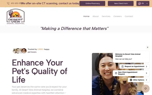 Homepage of Desert View Animal Hospital – cat vet in Phoenix, AZ