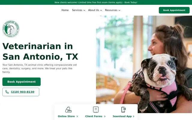 Homepage of Eagle Veterinary Hospital – cat vet in San Antonio, TX