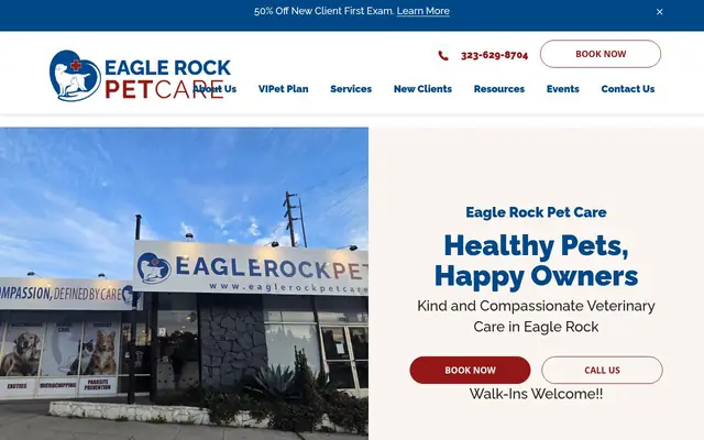 Homepage of Eagle Rock Pet Care – cat vet in Los Angeles, CA