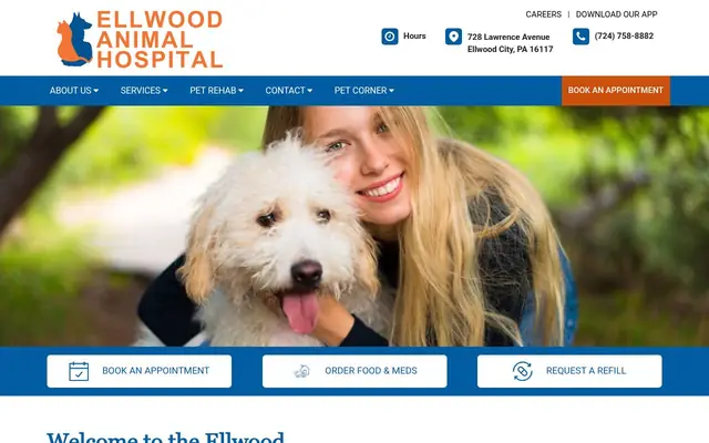 Homepage of Ellwood Animal Hospital – cat vet in Ellwood City, PA