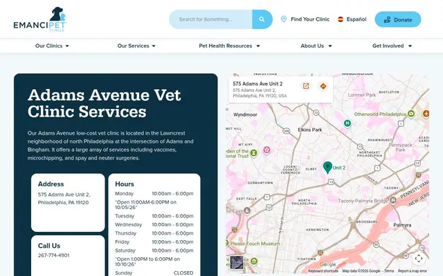 Homepage of Emancipet – cat vet in Philadelphia, PA