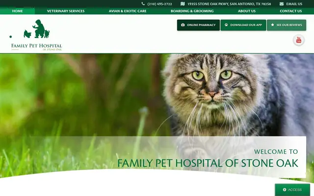 Homepage of Family Pet Hospital of Stone Oak – cat vet in San Antonio, TX