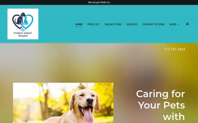 Homepage of Fondren Animal Hospital – cat vet in Houston, TX