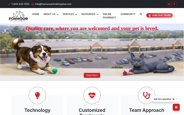 Homepage of Foxmoor Animal Hospital – cat vet in Robbinsville Twp, NJ