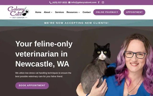 Homepage of Galaxy Cats Vet Center – cat vet in Newcastle, WA