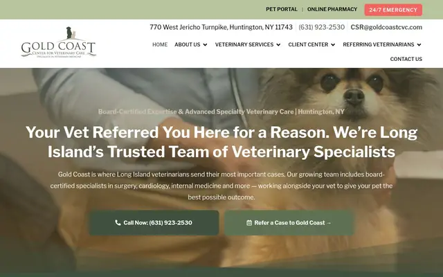 Homepage of Gold Coast Center for Veterinary Care – cat vet in Huntington, NY