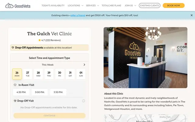 Homepage of GoodVets The Gulch – cat vet in Nashville, TN