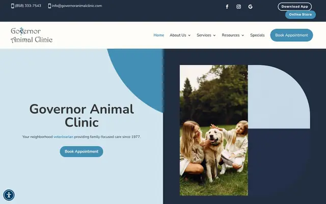 Homepage of Governor Animal Clinic – cat vet in San Diego, CA