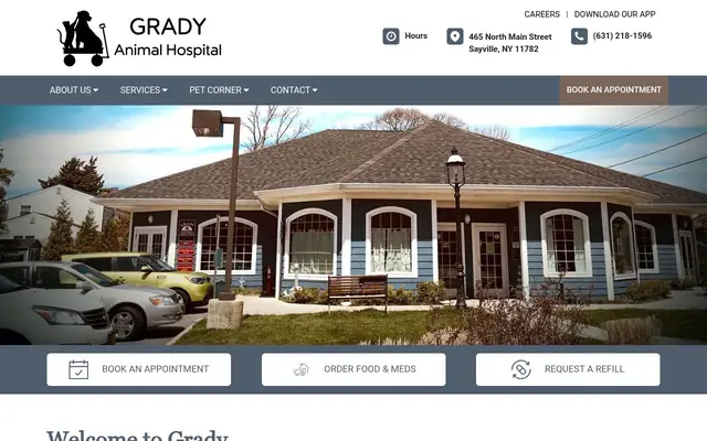 Homepage of Grady Animal Hospital – cat vet in Sayville, NY
