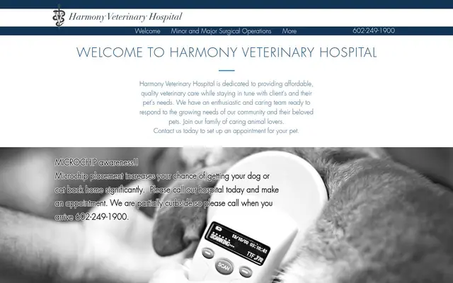 Homepage of Harmony Veterinary Hospital – cat vet in Phoenix, AZ