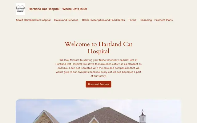 Homepage of Hartland Cat Hospital – cat vet in Euless, TX