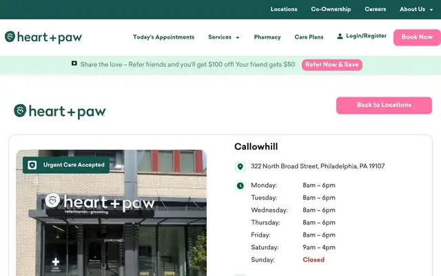 Homepage of Heart + Paw – cat vet in Philadelphia, PA