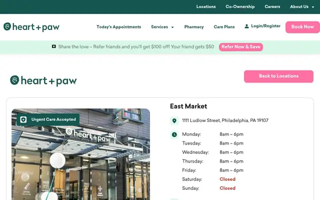 Homepage of Heart + Paw – cat vet in Philadelphia, PA