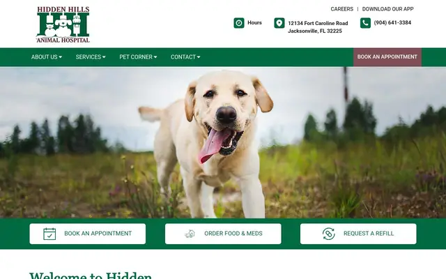Homepage of Hidden Hills Animal Hospital – cat vet in Jacksonville, FL
