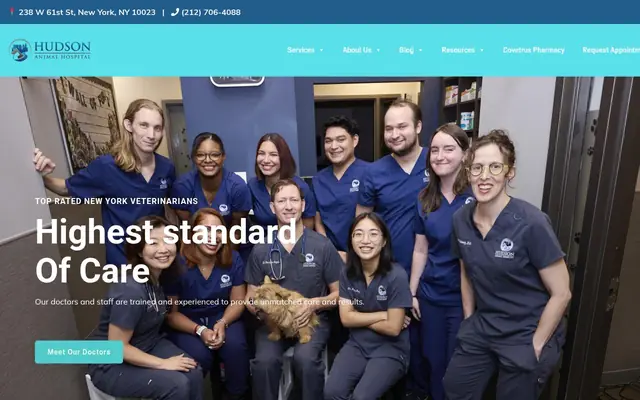 Homepage of Hudson Animal Hospital – cat vet in New York, NY