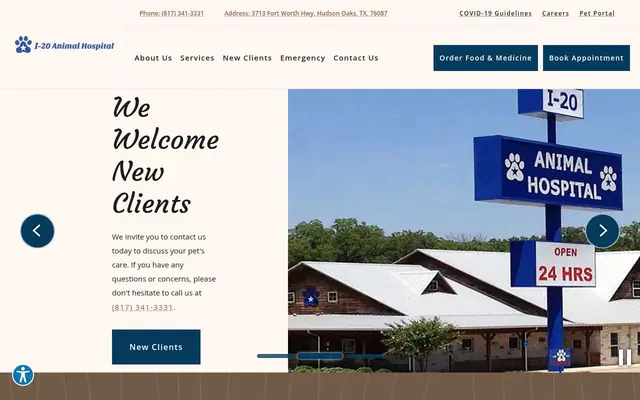 Homepage of I-20 Animal Hospital – cat vet in Hudson Oaks, TX