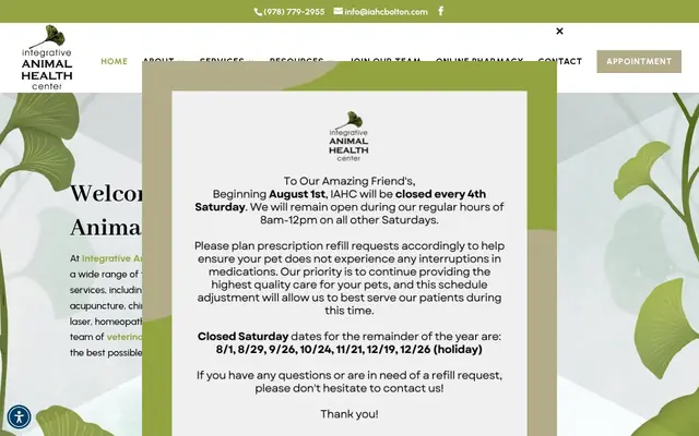 Homepage of Integrative Animal Health – cat vet in Bolton, MA