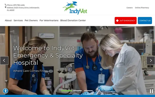 Homepage of IndyVet Emergency & Specialty Hospital – cat vet in Indianapolis, IN