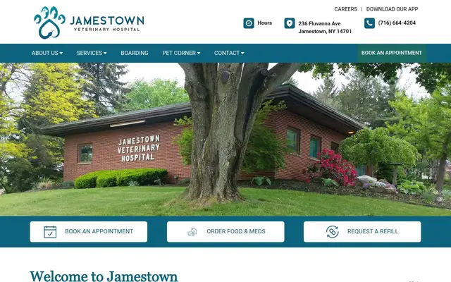 Homepage of Jamestown Veterinary Hospital – cat vet in Jamestown, NY